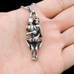 Stainless steel necklace - double skeleton pendant - unisexNecklaces