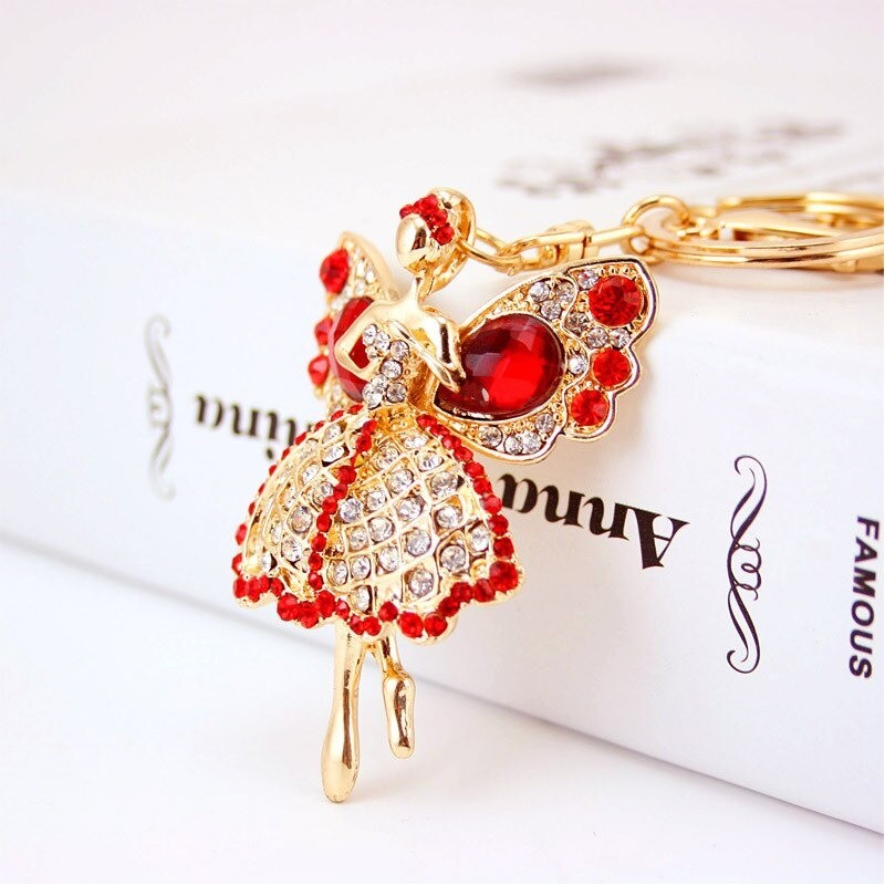Crystal lucky angel with wings - keychainKeyrings