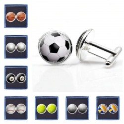 Futebol / basquete / beisebol / vôlei - abotoaduras redondas de vidro