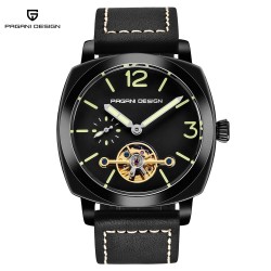 PAGANI DESIGN - relógio masculino automático / mecânico - ponteiros luminosos - pulseira de couro - impermeável