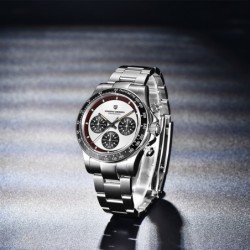 PAGANI DESIGN - relógio Quartz masculino - cronógrafo - luneta de cerâmica - à prova d'água - aço inoxidável