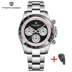 PAGANI DESIGN - relógio Quartz masculino - cronógrafo - luneta de cerâmica - à prova d'água - aço inoxidável