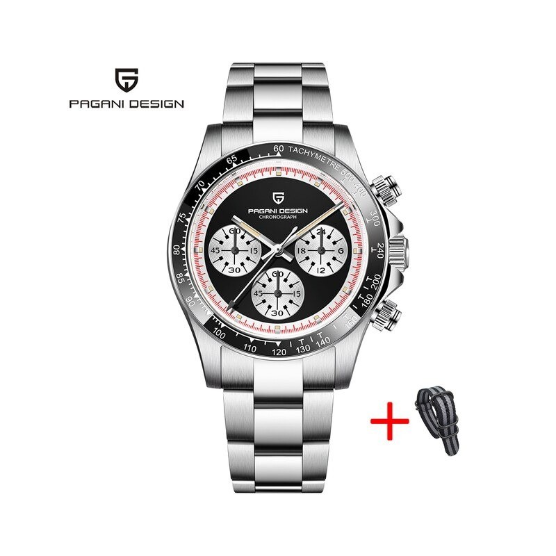 PAGANI DESIGN - relógio Quartz masculino - cronógrafo - luneta de cerâmica - à prova d'água - aço inoxidável