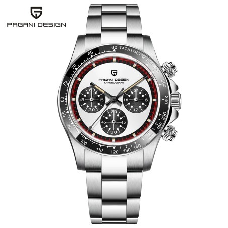 PAGANI DESIGN - relógio Quartz masculino - cronógrafo - luneta de cerâmica - à prova d'água - aço inoxidável