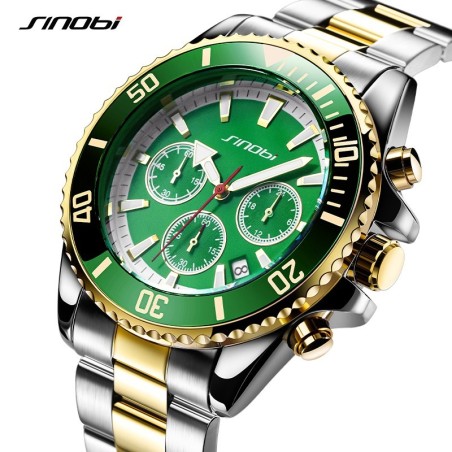 SINOBI - relógio Quartz esporte - à prova d'água - aço inoxidável