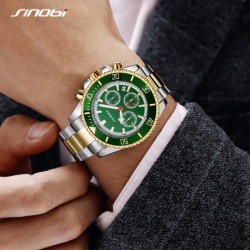 SINOBI - relógio Quartz esporte - à prova d'água - aço inoxidável