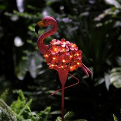 Luz solar de jardim - lâmpada de metal - à prova d'água - flamingo rosa