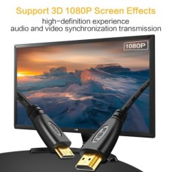 Mini cabo HDMI para HDMI - 1080P - alta velocidade - conector banhado a ouro