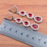 Conjunto de joias exclusivo - colar - brincos - anel - zircônia cúbica vermelha - prata de lei 925