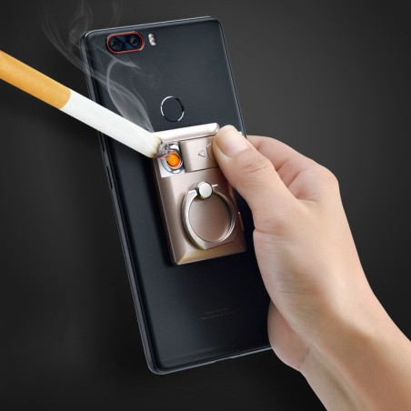 Suporte universal para telefone 2 em 1 - com isqueiro - anel ajustável - carregamento USB