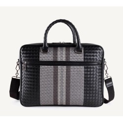 Bolsa de ombro elegante - pasta de negócios - couro genuíno tecido - grande capacidade