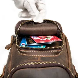 Multifunctional leather bag - shoulder strap - waist buckleBags