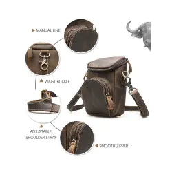 Multifunctional leather bag - shoulder strap - waist buckleBags