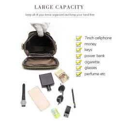 Multifunctional leather bag - shoulder strap - waist buckleBags