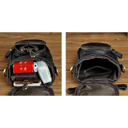 Multifunctional leather bag - shoulder strap - waist buckleBags
