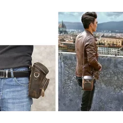 Multifunctional leather bag - shoulder strap - waist buckleBags