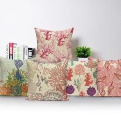 Capa de almofada decorativa - oceano / vida marinha / coral - 40 cm * 40 cm - 45 cm - 45 cm