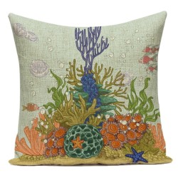 Capa de almofada decorativa - oceano / vida marinha / coral - 40 cm * 40 cm - 45 cm - 45 cm