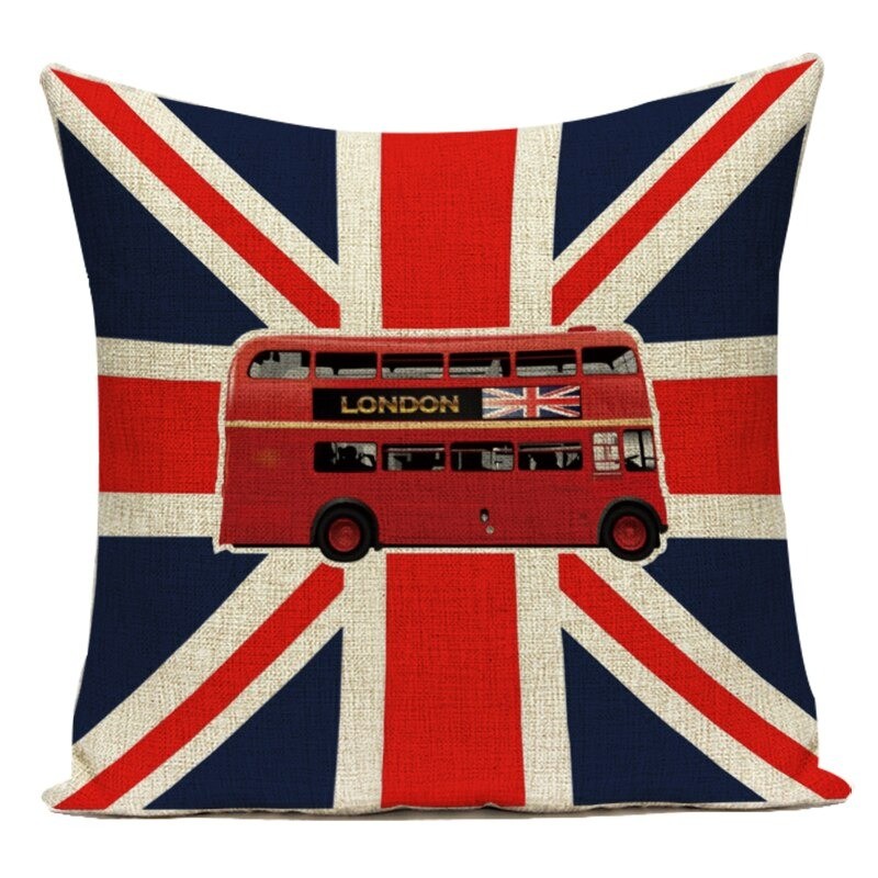 Capa de almofada decorativa - estilo Londres - bandeira britânica - 40 cm * 40 cm - 45 cm * 45 cm