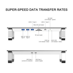 MC35 - docking station - USB-C HUB - suporte para monitor iMac - com compartimento de HDD duplo