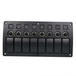Waterproof switch panel with LED and fuses - 8-channels - for car - boat - camperSwitches
