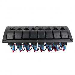 Waterproof switch panel with LED and fuses - 8-channels - for car - boat - camperSwitches