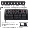 Waterproof switch panel with LED and fuses - 8-channels - for car - boat - camperSwitches