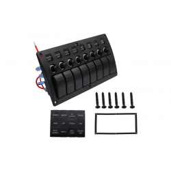 Waterproof switch panel with LED and fuses - 8-channels - for car - boat - camperSwitches