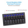 Waterproof switch panel with LED and fuses - 8-channels - for car - boat - camperSwitches