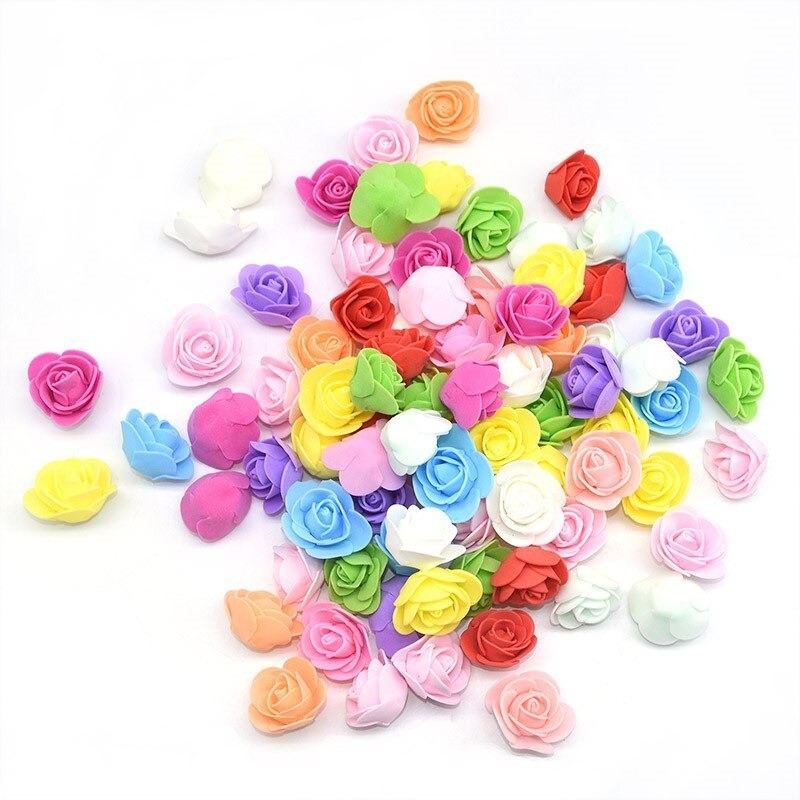Rosas artificiais - feitas de espuma - para decoração - 3 cm