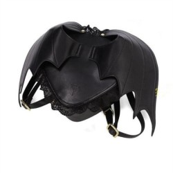Leather black backpack - punk style - with bat wingsBackpacks