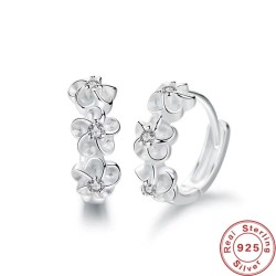 Brincos redondos pequenos - flores / zircônias - prata de lei 925