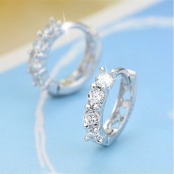 Brincos redondos de cristal - prata de lei 925