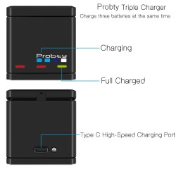 Bateria de iões de lítio de 1680mAh - com carregador - para GoPro Hero 5/6/7