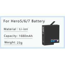 Bateria de iões de lítio de 1680mAh - com carregador - para GoPro Hero 5/6/7