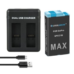 Bateria Li-ion de 1600mAh - recarregável - com carregador - para GoPro Hero Max