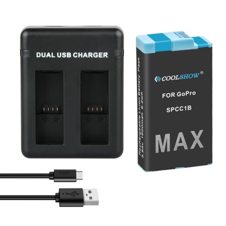 Bateria Li-ion de 1600mAh - recarregável - com carregador - para GoPro Hero Max