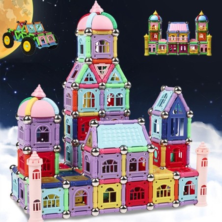 Blocos de construção magnéticos - quebra-cabeça colorido - varetas / bolas - brinquedo educativo