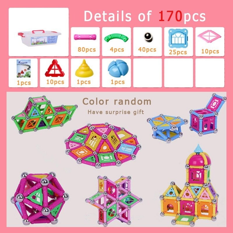 Blocos de construção magnéticos - quebra-cabeça colorido - varetas / bolas - brinquedo educativo