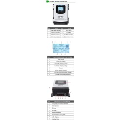 MPPT Solar charge - controlador de descarga - regulador - tela de toque LCD - para bateria de 12V 24V 48V 60V 72V 96