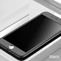 Capa completa Luxury 360 - com protetor de tela de vidro temperado - para iPhone - preto