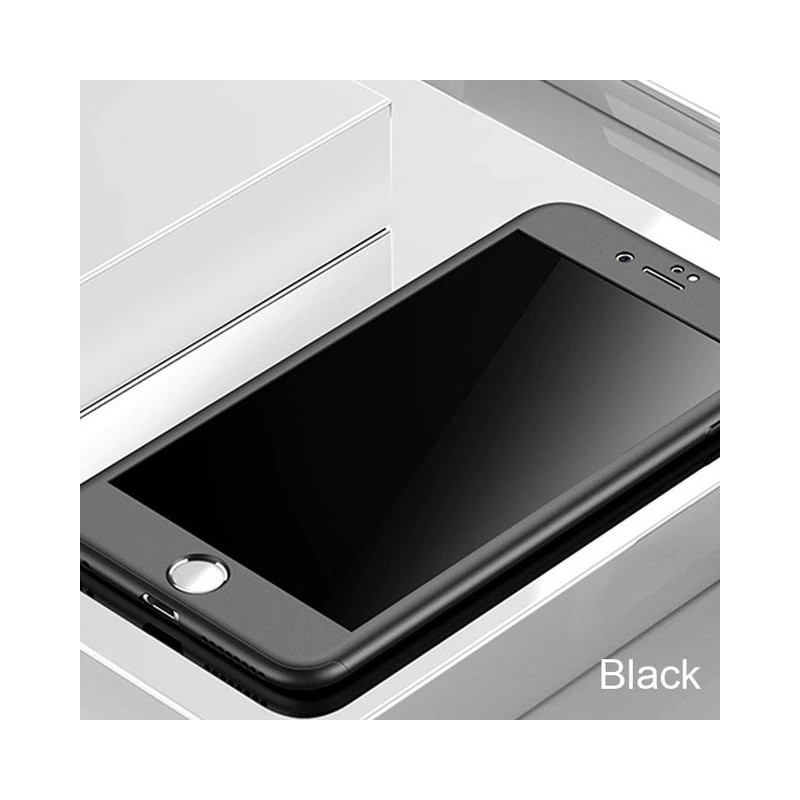Capa completa Luxury 360 - com protetor de tela de vidro temperado - para iPhone - preto