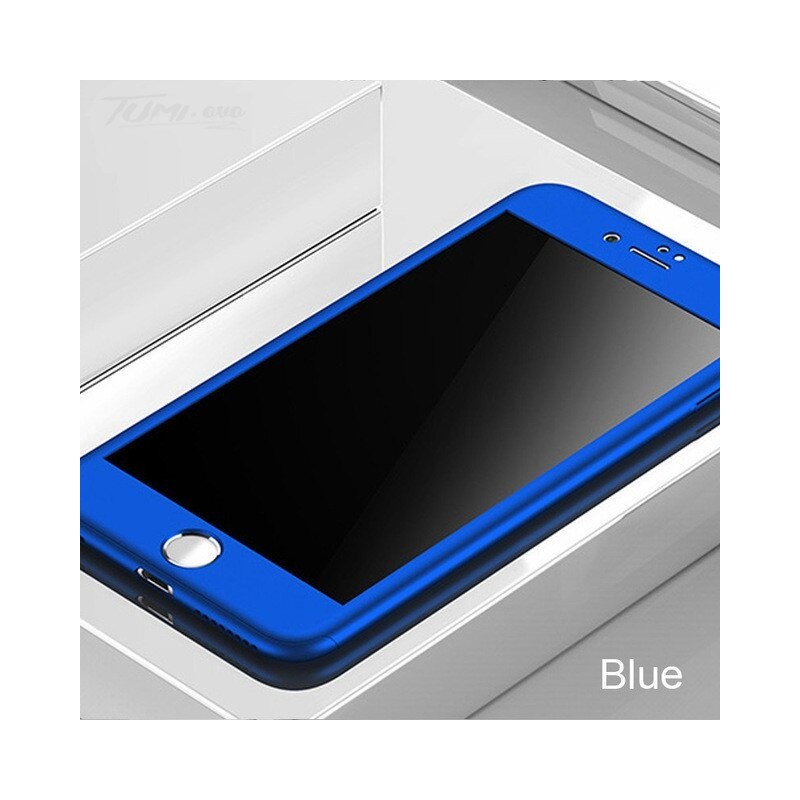 Capa completa Luxury 360 - com protetor de tela de vidro temperado - para iPhone - azul