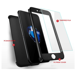 Luxury 360 full cover - with tempered glass screen protector - for iPhone - goldProtection