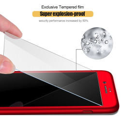 Capa completa Luxury 360 - com protetor de tela de vidro temperado - para iPhone - vermelho