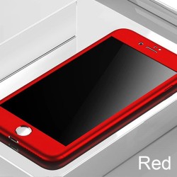 Capa completa Luxury 360 - com protetor de tela de vidro temperado - para iPhone - vermelho