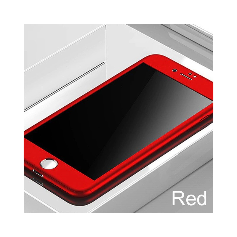 Capa completa Luxury 360 - com protetor de tela de vidro temperado - para iPhone - vermelho