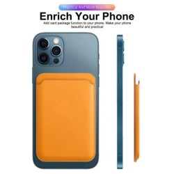 Magsafe wireless charging - transparent magnetic case - magnetic leather card holder - for iPhone - yellowProtection