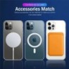 Magsafe wireless charging - transparent magnetic case - magnetic leather card holder - for iPhone - blackProtection