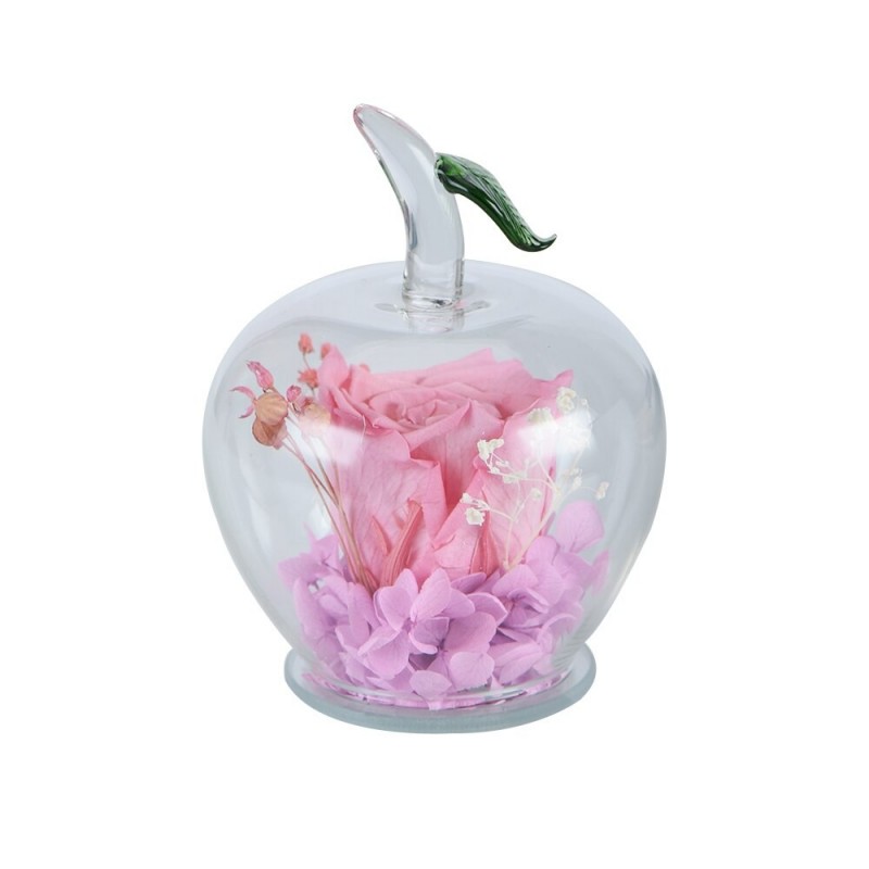 Rosa infinita em vidro em forma de maçã - feito à mão